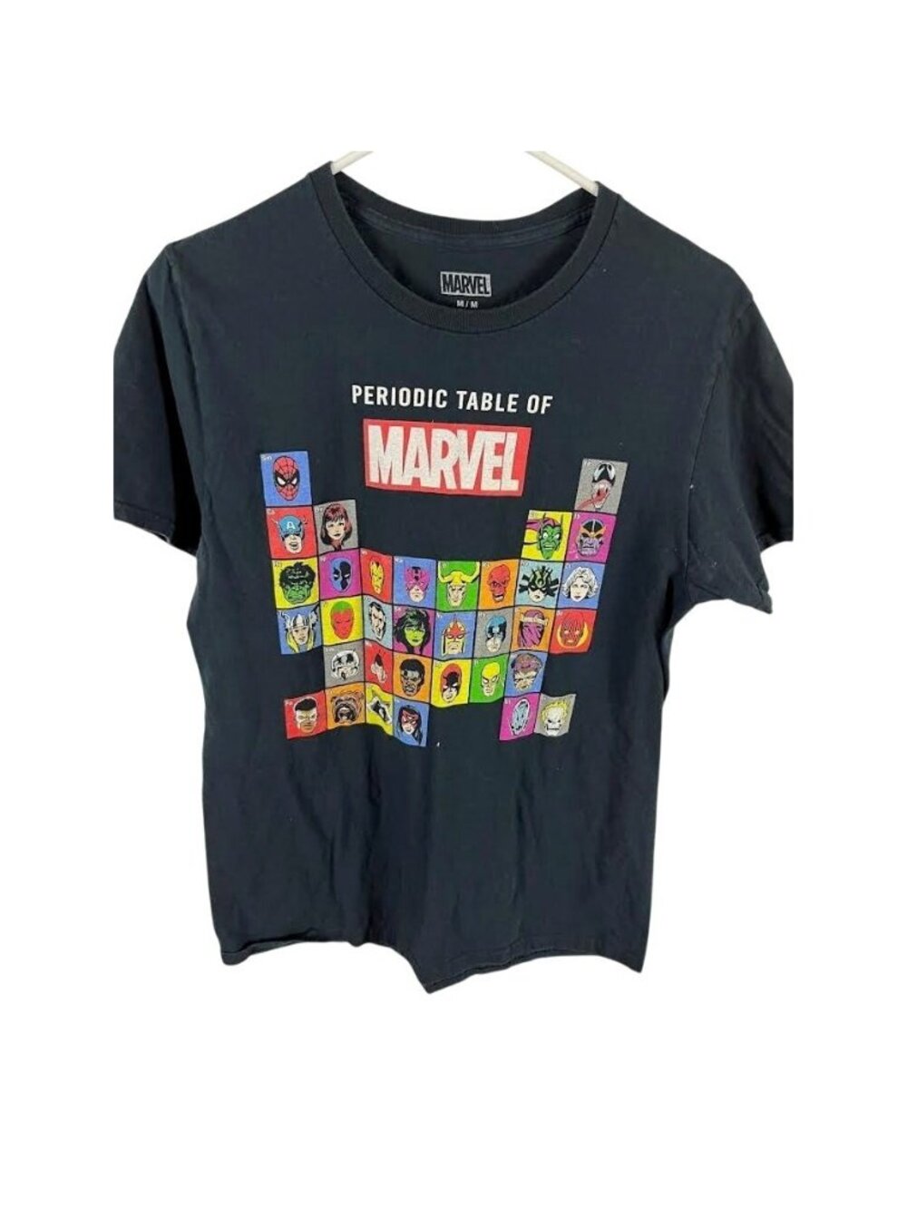 Marvel Super Hero Periodic Table Mens Black Graphic T-Shirt Size M Tee